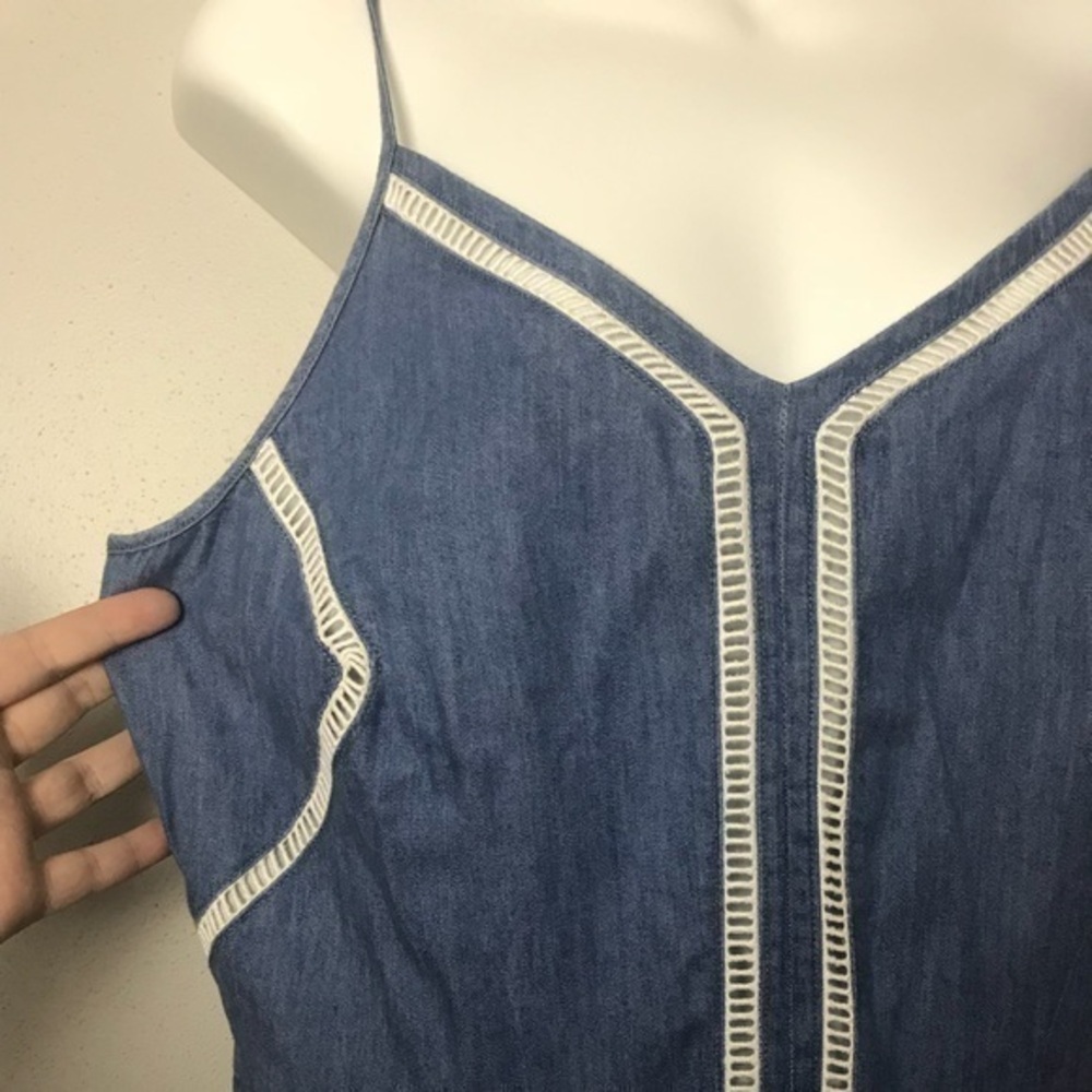 Maison Jules Blue Jean Dress with Cream Trim SZ L